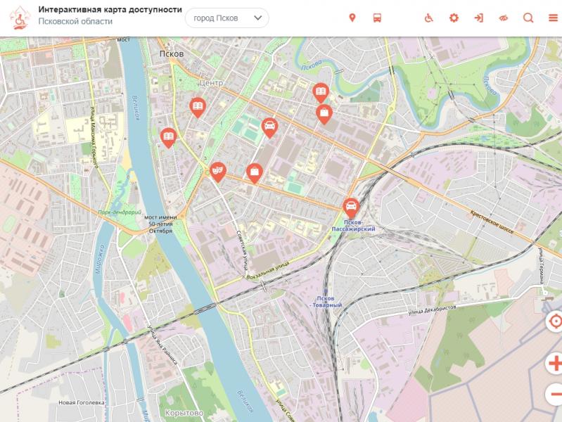 интерактивная карта доступности Псковской области